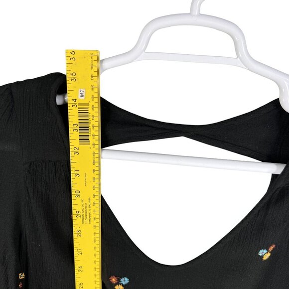 Free People Womens S Boho Floral Embroidered Oxford Black Mini Swing Dress - Picture 10 of 16